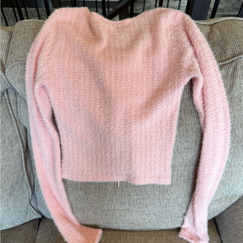 HYFVE Pink Lace-Up Women's Sweater - Picture 2 of 3